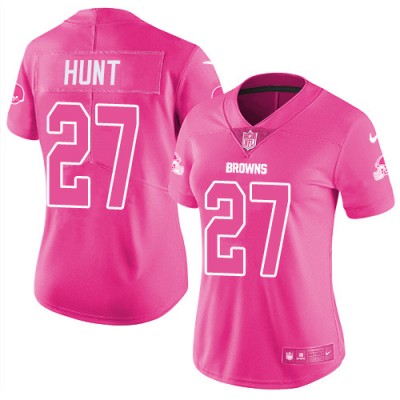 Nike Cleveland Browns #27 Kareem Hunt Pink Women's Stitched NFL Limited Rush Fashion Jersey